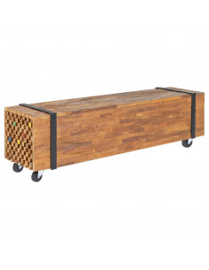 Mobile Porta TV 110x30x32,5 cm in Legno Massello di Teak 2