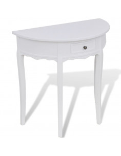 Tavolo Consolle con Cassetto Semicircolare Bianco 2