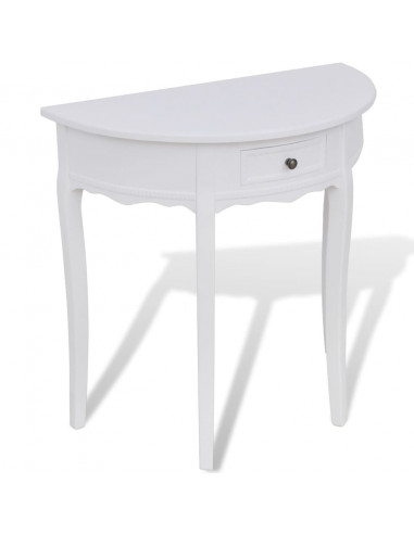 Tavolo Consolle con Cassetto Semicircolare Bianco