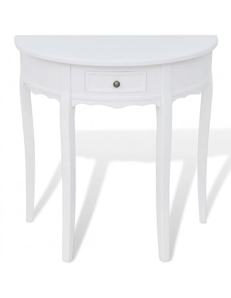 Tavolo Consolle con Cassetto Semicircolare Bianco