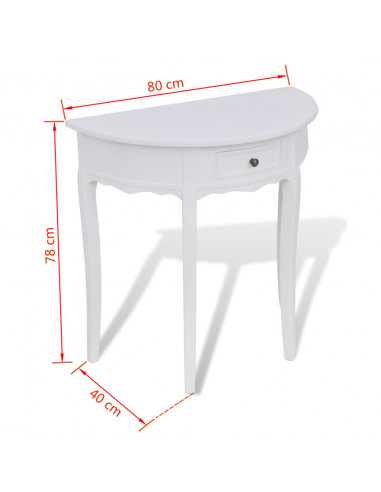 Tavolo Consolle con Cassetto Semicircolare Bianco