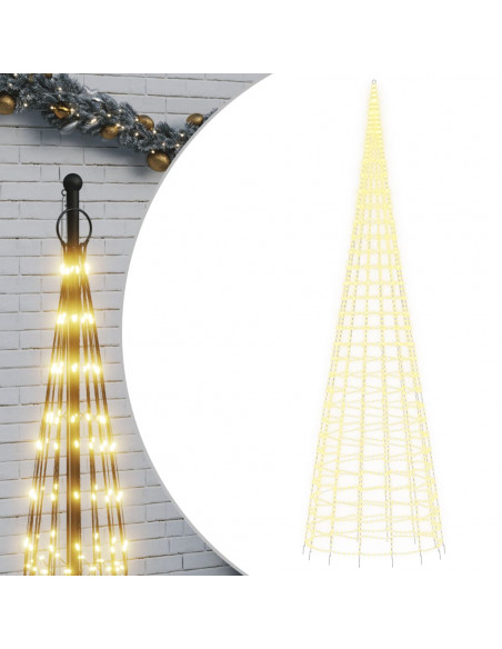 Luce Albero di Natale su Pennone 3000LED Bianco Caldo 800cm