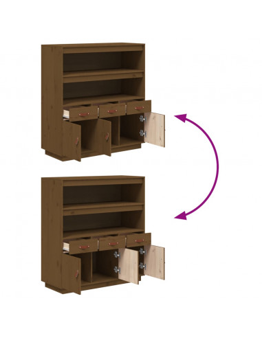 Credenza Miele 100x40x108,5 cm in Legno Massello di Pino