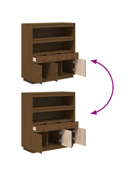 Credenza Miele 100x40x108,5 cm in Legno Massello di Pino
