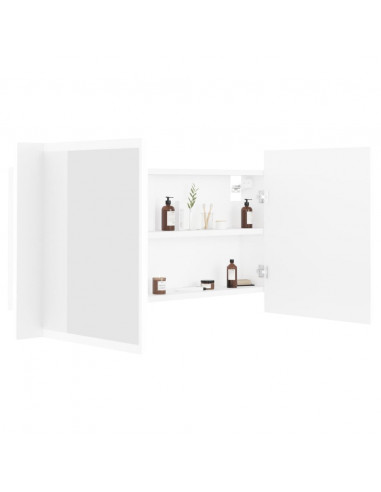 Armadietto a Specchio con Luci LED Bianco 90x12x45 in Acrilico