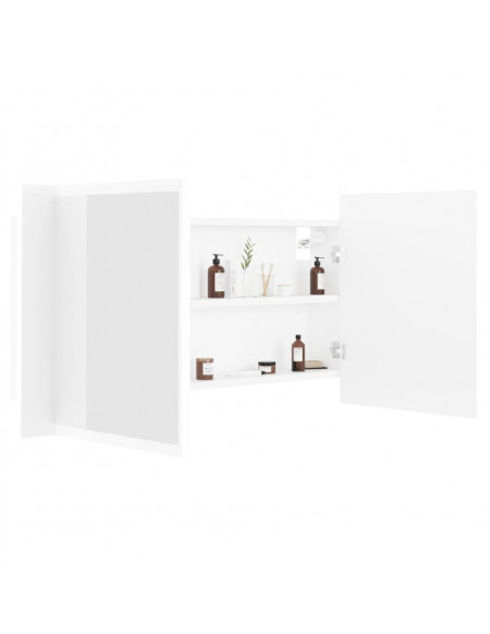 Armadietto a Specchio con Luci LED Bianco 90x12x45 in Acrilico