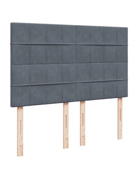 Giroletto a Molle con Materasso Grigio Scuro 140x190 cm Velluto