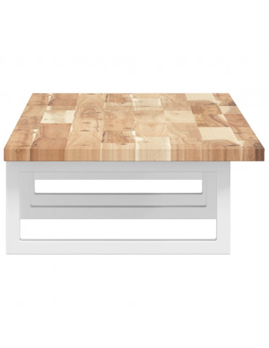 Ripiano a Parete per Lavabo in Acciaio e Massello di Acacia