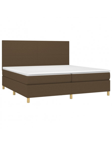 Giroletto a Molle con Materasso Marrone Scuro 200x200cm Tessuto