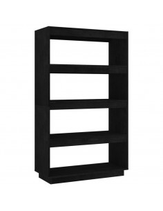 Libreria/Divisorio Nero 80x35x135 cm in Legno Massello di Pino 2