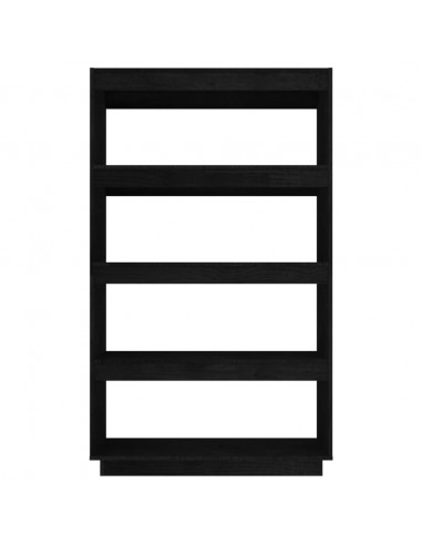 Libreria/Divisorio Nero 80x35x135 cm in Legno Massello di Pino