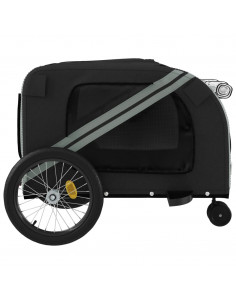Rimorchio da Bici per Animali Grigio e Nero Oxford e Ferro 2