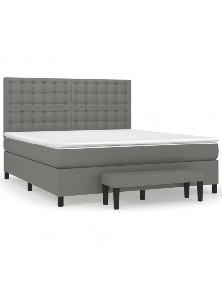 Giroletto a Molle con Materasso Grigio Scuro 180x200 cm Tessuto