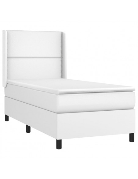 Giroletto Molle con Materasso e LED Bianco 90x190 cm Similpelle