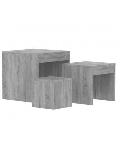 Tavolini Impilabili 3 pz Grigio Sonoma in Legno Multistrato