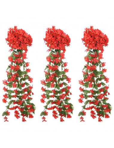Ghirlande Fiori Artificiali 3 pz Rosso 85cm