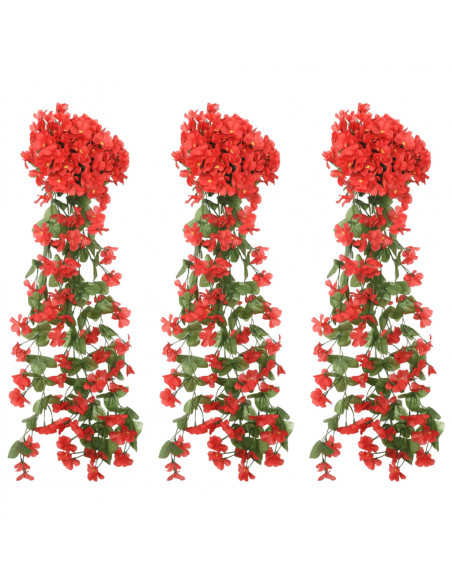 Ghirlande Fiori Artificiali 3 pz Rosso 85cm