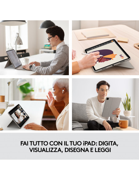 Logitech Combo Touch Custodia con Tastiera per iPad Pro 12,9 pollici (5a gen - 2021) - Tastiera Retroilluminata Rimovibile, Trac