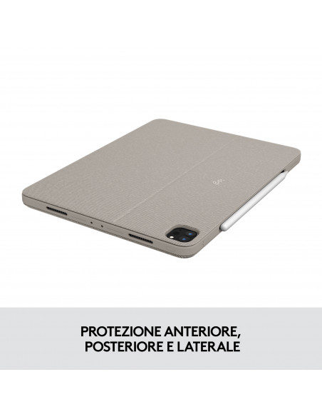 Logitech Combo Touch Custodia con Tastiera per iPad Pro 12,9 pollici (5a gen - 2021) - Tastiera Retroilluminata Rimovibile, Trac