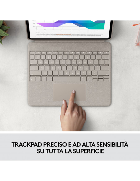 Logitech Combo Touch Custodia con Tastiera per iPad Pro 12,9 pollici (5a gen - 2021) - Tastiera Retroilluminata Rimovibile, Trac