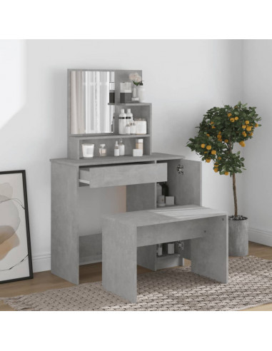 Toeletta con Specchio Grigio Cemento 86,5x35x136 cm