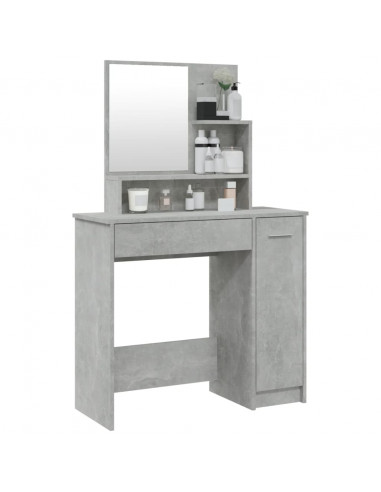 Toeletta con Specchio Grigio Cemento 86,5x35x136 cm