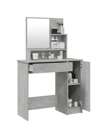 Toeletta con Specchio Grigio Cemento 86,5x35x136 cm