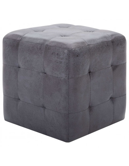 Pouf 2 pz Grigio 30x30x30 cm in Similpelle Scamosciata