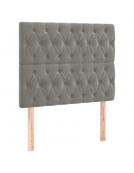 Giroletto a Molle con Materasso Grigio Chiaro 90x200 cm Velluto