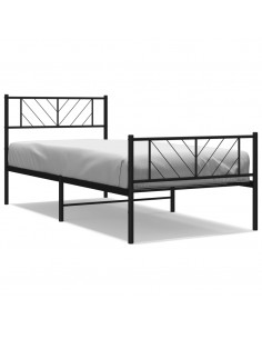 Giroletto con Testiera e Pediera Metallo Nero 80x200 cm 2