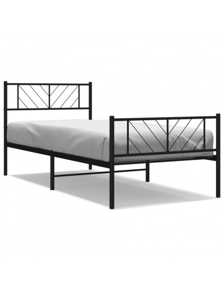 Giroletto con Testiera e Pediera Metallo Nero 80x200 cm