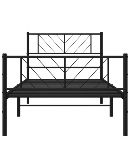 Giroletto con Testiera e Pediera Metallo Nero 80x200 cm