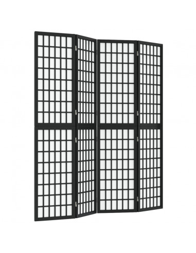 Divisorio Pieghevole 4 Pannelli Stile Giapponese 160x170cm Nero