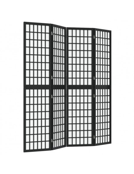 Divisorio Pieghevole 4 Pannelli Stile Giapponese 160x170cm Nero