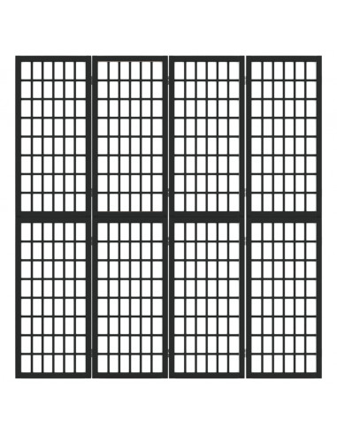 Divisorio Pieghevole 4 Pannelli Stile Giapponese 160x170cm Nero