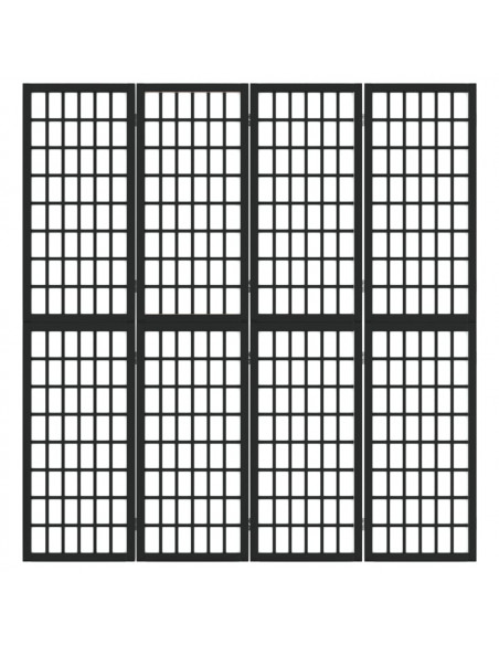 Divisorio Pieghevole 4 Pannelli Stile Giapponese 160x170cm Nero