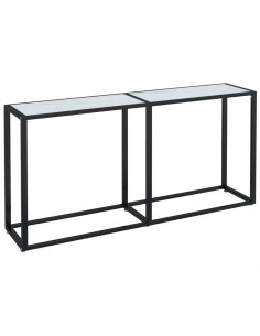 Tavolo Consolle Bianco Marmo 160x35x75,5 cm in Vetro Temperato 2