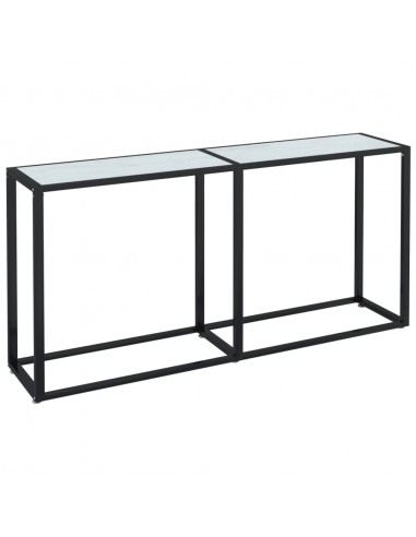 Tavolo Consolle Bianco Marmo 160x35x75,5 cm in Vetro Temperato