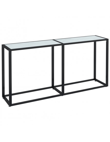 Tavolo Consolle Bianco Marmo 160x35x75,5 cm in Vetro Temperato