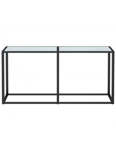 Tavolo Consolle Bianco Marmo 160x35x75,5 cm in Vetro Temperato