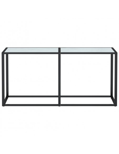 Tavolo Consolle Bianco Marmo 160x35x75,5 cm in Vetro Temperato