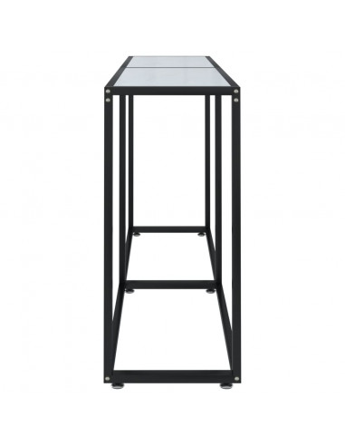 Tavolo Consolle Bianco Marmo 160x35x75,5 cm in Vetro Temperato