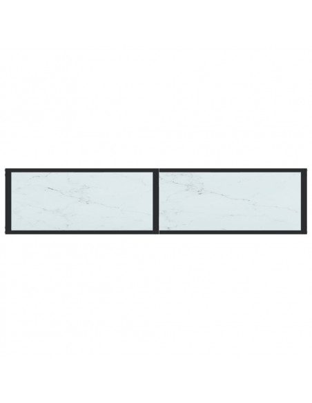 Tavolo Consolle Bianco Marmo 160x35x75,5 cm in Vetro Temperato