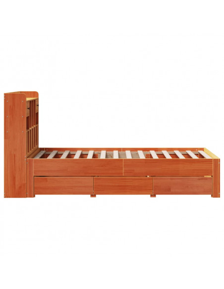Letto Libreria senza Materasso Marrone Cera 90x190 cm in Pino