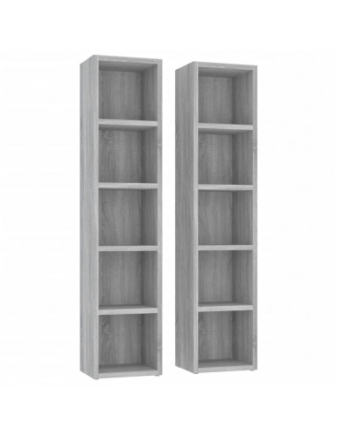 Mobili Porta CD 2pz Grigio Sonoma 21x16x93,5 Legno Multistrato