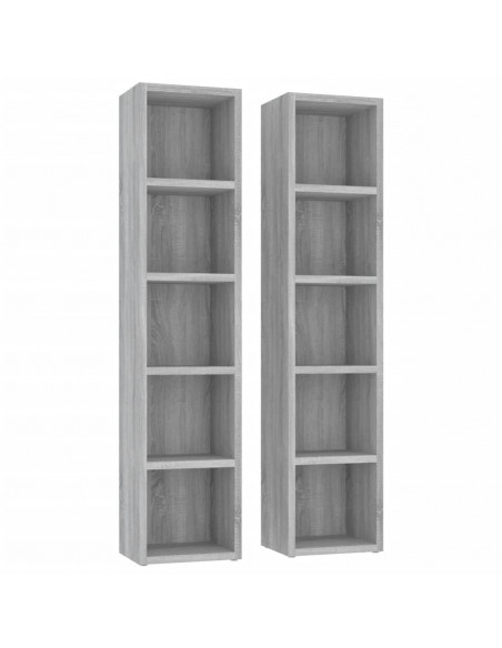 Mobili Porta CD 2pz Grigio Sonoma 21x16x93,5 Legno Multistrato