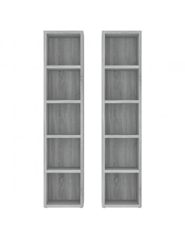 Mobili Porta CD 2pz Grigio Sonoma 21x16x93,5 Legno Multistrato