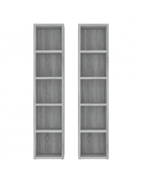 Mobili Porta CD 2pz Grigio Sonoma 21x16x93,5 Legno Multistrato