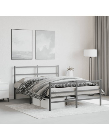 Giroletto con Testiera e Pediera Metallo Nero 140x190 cm