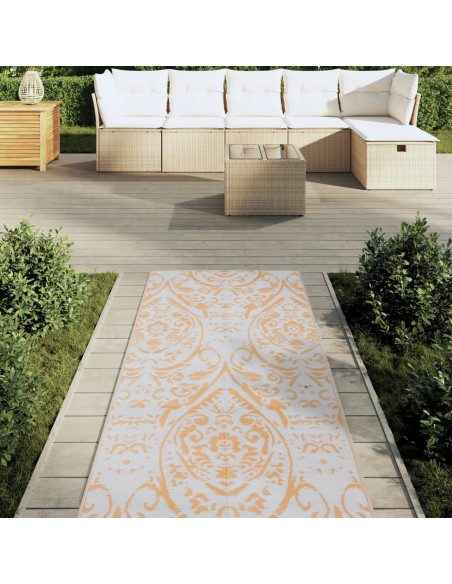 Tappeto da Esterni Arancione e Bianco 80x250 cm in PP